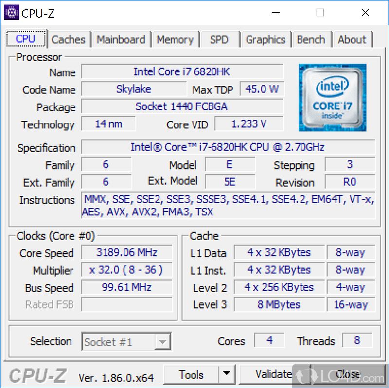 CPU-Z CPU tab